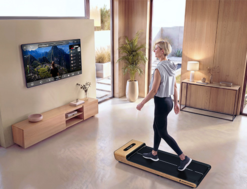 Fraus auf Woodpad Pro im Wohnzimmer gehend