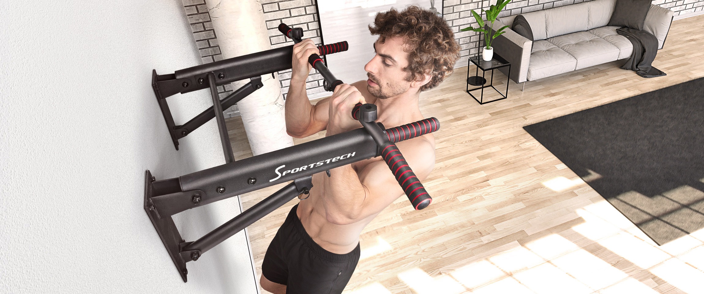 Mann mach ChinUp auf Klimmzugstange