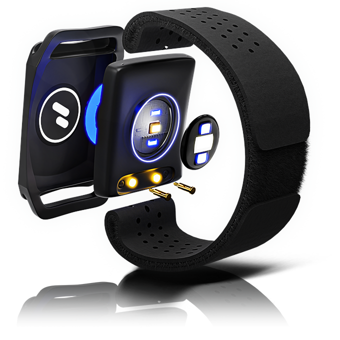 Schwarzes Laufband F10 Sportstech Gelenke Rückansicht schwarzes Laufband F10, Laufvorgang Sportschuhe mit roter Sohle
